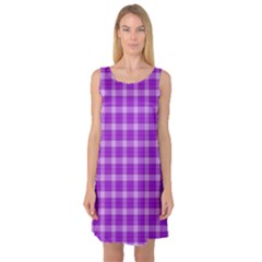 Purple Plaid Tartan 3 Sleeveless Satin Nightdress by dressshop