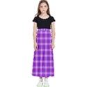 Purple Plaid Tartan 3 Kids  Flared Maxi Skirt View1