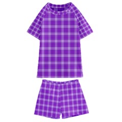 Purple Plaid Tartan 3 Kids  Swim T-shirt And Shorts Set by dressshop