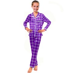 Purple Plaid Tartan 3 Kids  Satin Long Sleeve Pajamas Set by dressshop