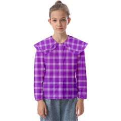 Purple Plaid Tartan 3 Kids  Peter Pan Collar Blouse by dressshop