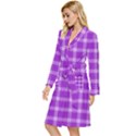 Purple Plaid Tartan 3 Long Sleeve Velvet Robe View2