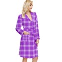 Purple Plaid Tartan 3 Long Sleeve Velvet Robe View3