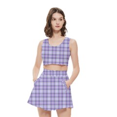 Purple Plaid Tartan 2 Women s Crop Top Pleated Skater Rave Skirt by dressshop