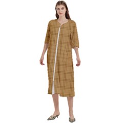 Autumn Fall Plaid Tartan 1 Women s Cotton 3/4 Sleeve Nightgown by dressshop