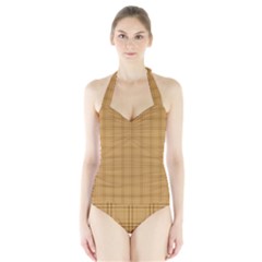 Autumn Fall Plaid Tartan 1 Halter Swimsuit by dressshop