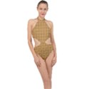 Autumn Fall Plaid Tartan 1 Halter Side Cut Swimsuit View1