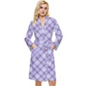 Purple Plaid Tartan 2 Diagonal Long Sleeve Velvet Robe View1