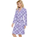 Purple Plaid Tartan 2 Diagonal Long Sleeve Velvet Robe View2