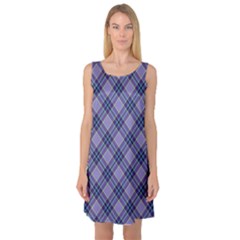 Purple Plaid Tartan 1 Diagonal Sleeveless Satin Nightdress by dressshop