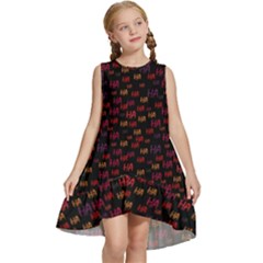 Pattern Ha Ha Ha  Abstract Black Dark Doodle Hahaha Pattern Physco Kids  Frill Swing Dress by Salmanaz77