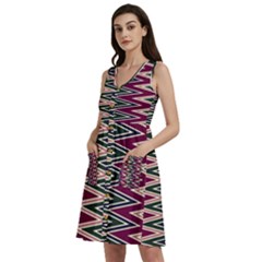 Pattern Zigzag Stripe Design Sleeveless Dress With Pocket by Maspions