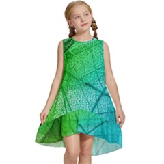 Texture Green Leaf Abstraction 3d Kids  Frill Swing Dress by Salmanaz77