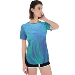 Psicodelia Zyguratti Texture Cyanturquoise Perpetual Short Sleeve T-shirt by Salmanaz77