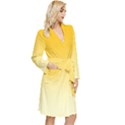 Amber Orange To Cream Yellow Linear Gradient Long Sleeve Velvet Robe View3