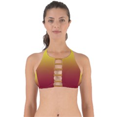 Electric Yellow To Burgundy Red Linear Gradient Perfectly Cut Out Bikini Top by GradientsOmbre