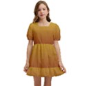 Electric Yellow To Burgundy Red Linear Gradient Kids  Short Sleeve Dolly Dress View1