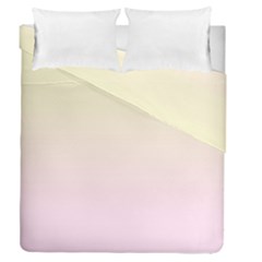 Cream Yellow To Pink Lace Linear Gradient Duvet Cover Double Side (queen Size)