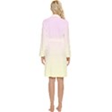 Pink Lace To Cream Yellow Linear Gradient Long Sleeve Velvet Robe View4