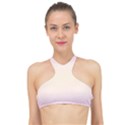 Pink Lace To Cream Yellow Bilinear Gradient High Neck Bikini Top View1