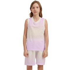 Pink Lace To Cream Yellow Bilinear Gradient Kids  Basketball Mesh Set