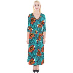 Flame Swirls Quarter Sleeve Wrap Maxi Dress by SeaworthyClothing