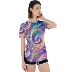 Abstract Fractal Art Swirl Pattern Perpetual Short Sleeve T-shirt by Salmanaz77