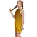 Chocolate Brown To Amber Orange Linear Gradient Kids  Halter Collar Waist Tie Chiffon Dress View2