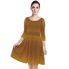 Amber Orange To Chocolate Brown Bilinear Gradient Quarter Sleeve Waist Band Dress by GradientsOmbre