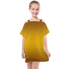 Chocolate Brown To Amber Orange Bilinear Gradient Kids  One Piece Chiffon Dress by GradientsOmbre