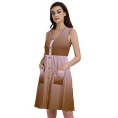 Pink Lace To Chocolate Brown Linear Gradient Sleeveless Dress With Pocket by GradientsOmbre