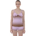 Chocolate Brown To Pink Lace Bilinear Gradient Tie Front Two Piece Tankini View1