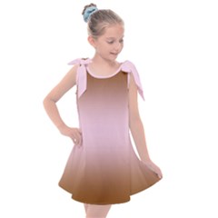 Chocolate Brown To Pink Lace Bilinear Gradient Kids  Tie Up Tunic Dress by GradientsOmbre