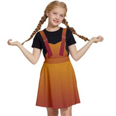 Amber Orange To Burgundy Red Linear Gradient Kids  Apron Dress by GradientsOmbre