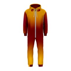 Amber Orange To Burgundy Red Bilinear Gradient Hooded Jumpsuit (kids) by GradientsOmbre