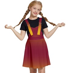 Amber Orange To Burgundy Red Bilinear Gradient Kids  Apron Dress by GradientsOmbre