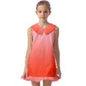 Pink Lace To Scarlet Red Linear Gradient Kids  Pilgrim Collar Ruffle Hem Dress View1