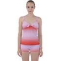 Scarlet Red To Pink Lace Bilinear Gradient Tie Front Two Piece Tankini View1