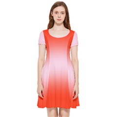 Scarlet Red To Pink Lace Bilinear Gradient Inside Out Cap Sleeve Dress by GradientsOmbre