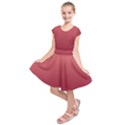 Coral Pink To Burgundy Red Linear Gradient Kids  Short Sleeve Dress View1