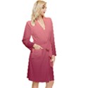 Coral Pink To Burgundy Red Linear Gradient Long Sleeve Velvet Robe View3