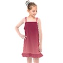 Burgundy Red To Coral Pink Linear Gradient Kids  Overall Dress View1