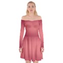 Burgundy Red To Coral Pink Bilinear Gradient Off Shoulder Skater Dress View1