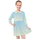 Baby Blue To Cream Yellow Linear Gradient Kids  Quarter Sleeve Shirt Dress View1