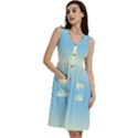 Cream Yellow To Baby Blue Bilinear Gradient Sleeveless Dress With Pocket View3