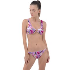 Pattern Seamless Texture Daisies Ring Detail Crop Bikini Set by Grandong