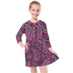 Abstract Art Pattern Design Background Kids  Quarter Sleeve Shirt Dress by Grandong