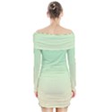 Mint Green To Cream Yellow Linear Gradient Long Sleeve Off Shoulder Dress View2