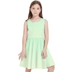 Mint Green To Cream Yellow Linear Gradient Kids  Skater Dress by GradientsOmbre