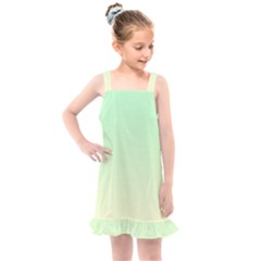 Mint Green To Cream Yellow Linear Gradient Kids  Overall Dress by GradientsOmbre